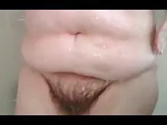 BBW vợ tắm vòi sen của cô ass lớn, lông pussy